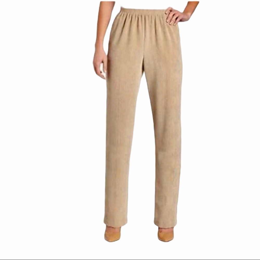 Alfred Dunner Classic Fit Tan Petite Corduroy Pants Size 16 Petite